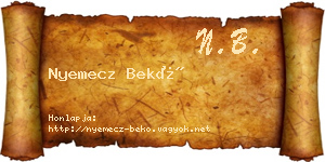 Nyemecz Bekő névjegykártya